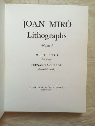 Joan Miro Lithographies Volume 1 Hardcover 1972 11 Lithographs,  DJ 2