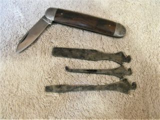 Very Old Vintage Wood Handle Knife W/3 Detachable Tools,  Maybe Boker Not Marked