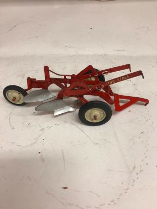 Vintage Tru Scale Farm Toy 2 Bottom Plow Red 1/16
