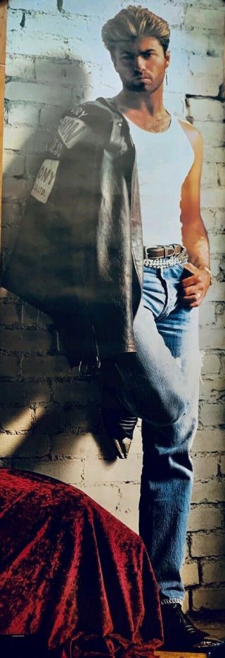 Vintage 1988 George Michael Life Size Motorcycle Jacket Jeans Poster 62 " X21