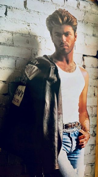 VINTAGE 1988 GEORGE MICHAEL LIFE SIZE MOTORCYCLE JACKET JEANS POSTER 62 