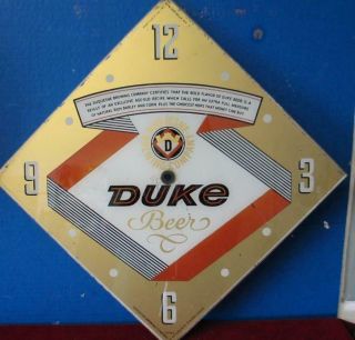 Vintage Pam Clock Advertising Glass Dial Duke Beer