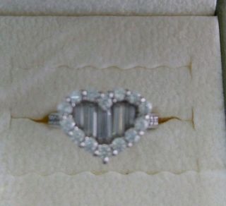 Vintage Qvc Heart Diamondique Baguette Sterling Silver Ring Size 7.  Gr Luxe.