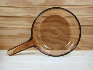 Vintage Corning Ware Visions Skillet Amber Glass 7 Inch Waffle Bottom Frying Pan