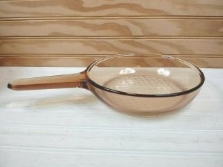 Vintage Corning Ware Visions Skillet Amber Glass 7 Inch Waffle Bottom Frying Pan 2