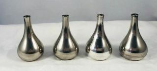 4 Vintage Dansk Quistgaard Silver Plated Mid - Century Modern Mini Candle Holders