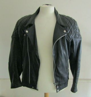 Tt Leathers Vintage Black Leather Bikers Jacket - Size L
