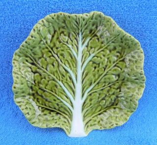 Vintage Bordallo Pinheiro Green Cabbage Leaf Dish Plate Majolica Portugal 6 "