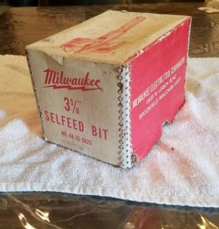 Vintage Milwaukee 3 5/8 Selfeed Bit No 48 - 25 - 3620 Box Collectors Item