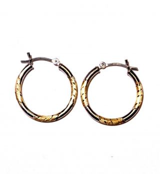 14k Yellow White Gold Ladies Hoop Earrings 1g Estate Womens Vintage
