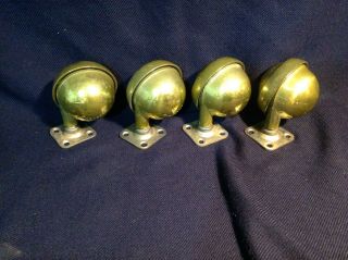 Set of 4 Vintage Shepherd Furniture Wheels Brass Ball Casters 2 1/2 inch 2