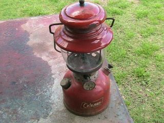 Vintage 1959 Coleman 200a Red Camping Lantern Pyrex Globe Single Mantle