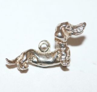 Dachshund Dog Sterling Silver 925 Vintage Bracelet Charm With Gift Box 1.  7g