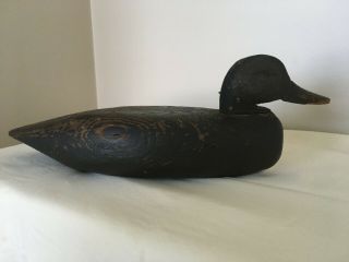 Vintage Black Duck Decoy Solid Wood,  Old,  Worn Paint. 2
