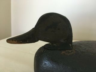 Vintage Black Duck Decoy Solid Wood,  Old,  Worn Paint. 4