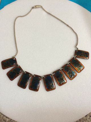 Copper Enamel Retro Vintage Necklace