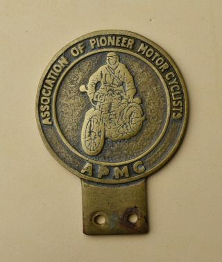 Vintage Association Of Pioneer Motor Cyclists Motorcycle Car Badge Apmc