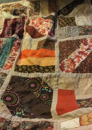 Vtg.  Handmade Quilt Lap Throw Blanket Patchwork