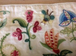 VINTAGE Embroidered PILLOW COVER Birds Butterflies Bees Floral 5