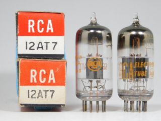 Rca 12at7 Matched Vintage Tube Pair Black Plates Square Getter Nos (test 105)
