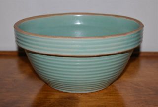 Vintage Western Monmouth Yellow Ware Stoneware Ribbed Bowl,  Green