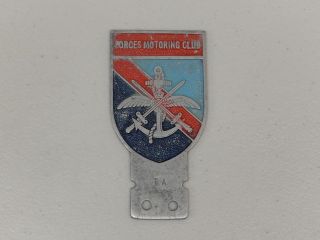Vintage Aluminium Paint Forces Motoring Club Car Badge Auto Emblem