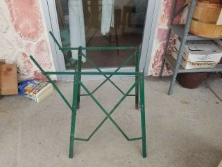 Vintage Large Green Coleman Folding Camping Stove Stand Cooler Steel Metal Table