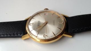 MENS VINTAGE RAMONA AUTOMATIC 25 JEWELS GOLD PLATED SWISS MADE CALENDAR WATCH 4