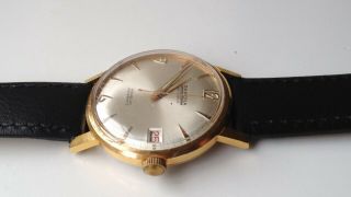 MENS VINTAGE RAMONA AUTOMATIC 25 JEWELS GOLD PLATED SWISS MADE CALENDAR WATCH 5