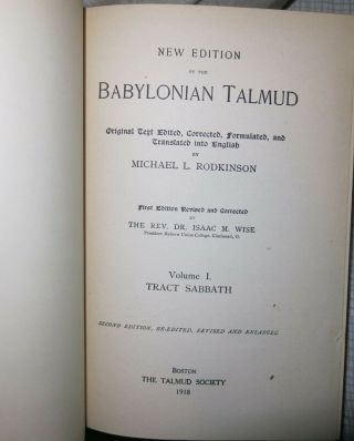 The Babylonian Talmud In 10 Volumes 1918 Set Judaica Talmud Society