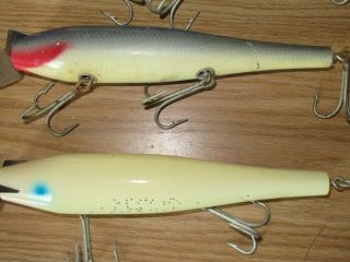 6 Vtg Saltwater Fishing Lure’s Gibbs Atom Creek Chub Old Time Wooden Swimmers 3