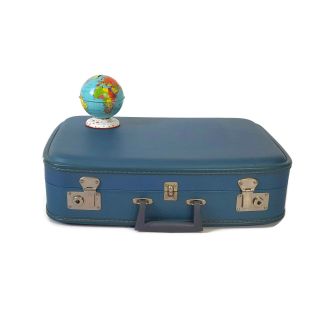Vintage Blue Suitcase 1960s Luggage Burlesque Case Valise
