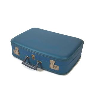 Vintage Blue Suitcase 1960s Luggage Burlesque Case Valise 2