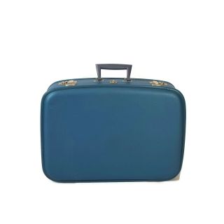 Vintage Blue Suitcase 1960s Luggage Burlesque Case Valise 6