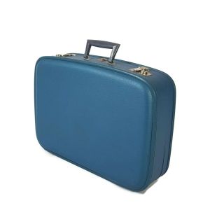 Vintage Blue Suitcase 1960s Luggage Burlesque Case Valise 7