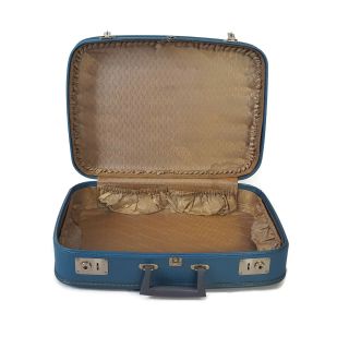Vintage Blue Suitcase 1960s Luggage Burlesque Case Valise 8