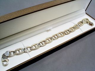 Lovely Vintage Hm Sterling Silver Diamond Cut Buckle Link Bracelet/34.  7 G