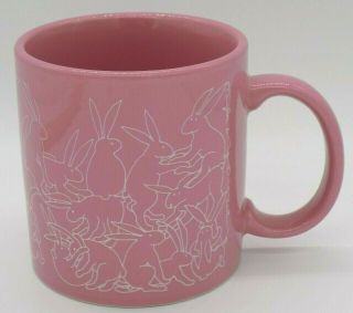 Vintage Taylor Ng Bunny Rabbits Naughty Coffee Mug Pink Ceramic Cup Orgy Erotic