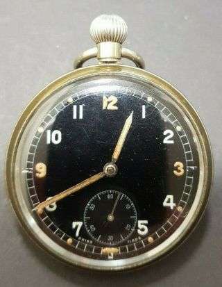 Vintage Wwii Enicar British Military Pocket Watch Gs/tp Spares & Repairs