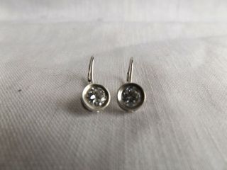 Vintage.  925 Sterling Silver & Cubic Zirconia Lever Back Wire Earrings