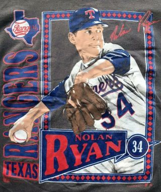 Vintage Texas Rangers Nolan Ryan T - Shirt Size Large (1991) 2