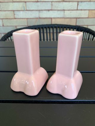 Vintage Pair Pink Royal Haeger Candlesticks Candle Holders Ceramic