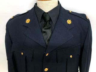 Vtg 80s South African Police Sap Blue Uniform Dress Jacket W/ Insignia 44/46