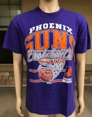 Vintage 90s Phoenix Suns Nba Hanes Heavyweight T Shirt Usa Made Large Purple