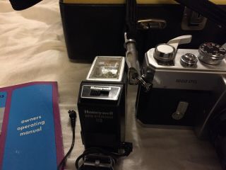 Vintage Mamiya/Sekor 1000 DTL 35mm Camera w/Honeywell Flash,  Case,  Accessories 2