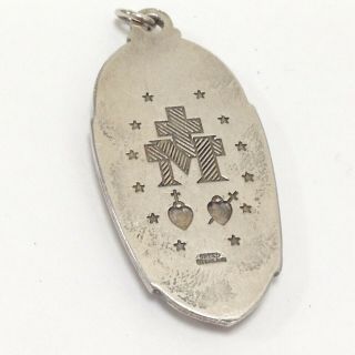 Vintage Creed Sterling Silver 925 Mary Religious Catholic Pendant 1 3/4 