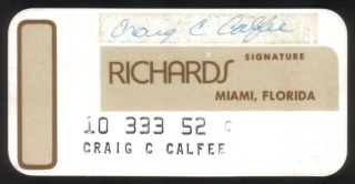 Vintage Richards Princess Size Merchant Credit Card