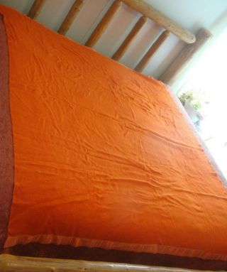 Orange Vintage Wool Blend Camp Blanket Harvest 69 X 82 Satin Binding Cutter 4879