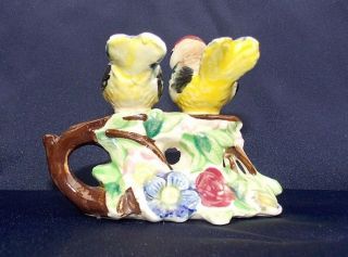 Vintage Birds on Perch Salt and Pepper Shakers Flowered Branch Colorful Ceramic 4