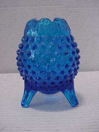 Vintage Fenton Blue Hobnail Footed Egg - Shaped Vase 5 " Tall